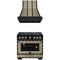 Forno 2-Piece Appliance Package - 36-Inch Dual Fuel Range & Wall Mount Range Hood in Black with Antique Brass Trim