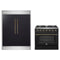 Forno 2-Piece Appliance Package - 36-Inch Gas Range & 60-Inch Refrigerator in Black with Antique Brass Trim