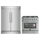 Forno 2-Piece Appliance Package - 36-Inch Gas Range  & 60-Inch Pro-Style Refrigerator in Stainless Steel