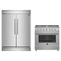 Forno 2-Piece Appliance Package - 36-Inch Gas Range & 60-Inch Pro-Style Refrigerator in Stainless Steel