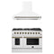 Forno Galiano 2-Piece Appliance Package - 48-Inch Gas Range & 48-Inch Wall Mount Range Hood in White with Antique Brass Trim