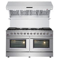 Forno 2-Piece Appliance Package - 60-Inch Galiano Gas Range and Wall Mount Range Hood in Stainless Steel