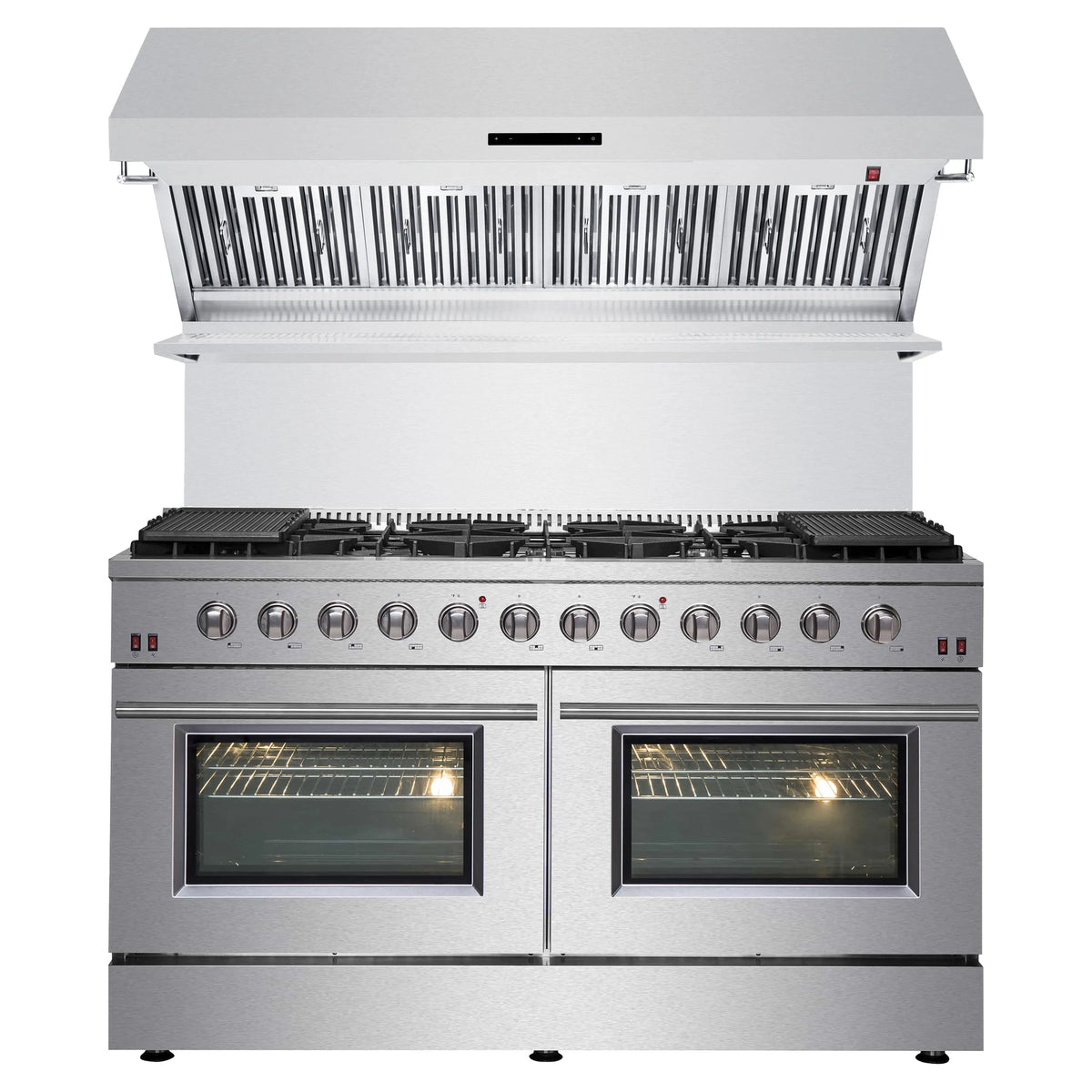 Forno 2-Piece Appliance Package - 60-Inch Gas Range and Wall Mount Range Hood in Stainless Steel