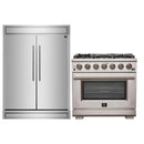 Forno 2-Piece Appliance Package - 36-Inch Gas Range  & 60-Inch Pro-Style Refrigerator in Stainless Steel