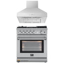 Forno 2-Piece Appliance Package - 30-Inch Gas Range with Air Fryer & Wall Mount Hood in Stainless Steel