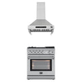 Forno 2-Piece Appliance Package - 30-Inch Gas Range with Air Fryer & Wall Mount Hood in Stainless Steel