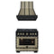 Forno 2-Piece Appliance Package - 36-Inch Ambassador Gas Range & Wall Mount Range Hood in Black with Antique Brass Trim