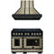 Forno 2-Piece Appliance Package - 48-Inch Gas Range & Wall Mount Range Hood in Black with Antique Brass Trim