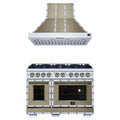 Forno 2-Piece Appliance Package - 48-Inch Ambassador Gas Range & Wall Mount Range Hood in White with Antique Brass Trim