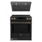 Forno Espresso 2-Piece Appliance Package - 30-Inch Induction Range and Under Cabinet Range Hood in Black with Brass Handle