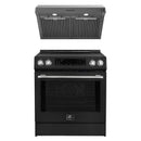 Forno Espresso 2-Piece Appliance Package - 30-Inch Induction Range and Under Cabinet Range Hood in Black with Stainless Steel Trim