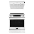 Forno Espresso 2-Piece Appliance Package - 30-Inch Induction Range and Under Cabinet Range Hood in White with Stainless Steel Trim