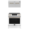 Forno 2-Piece Appliance Package - 30-Inch Espresso Donatello Induction Range and Under Cabinet Range Hood in White with Antique Brass Trim