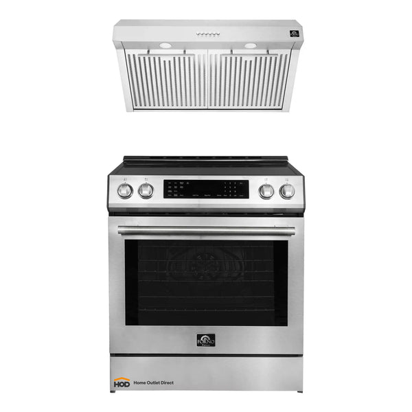 Forno Espresso 2-Piece Appliance Package - 30-Inch Induction Range and Under Cabinet Range Hood in Stainless Steel