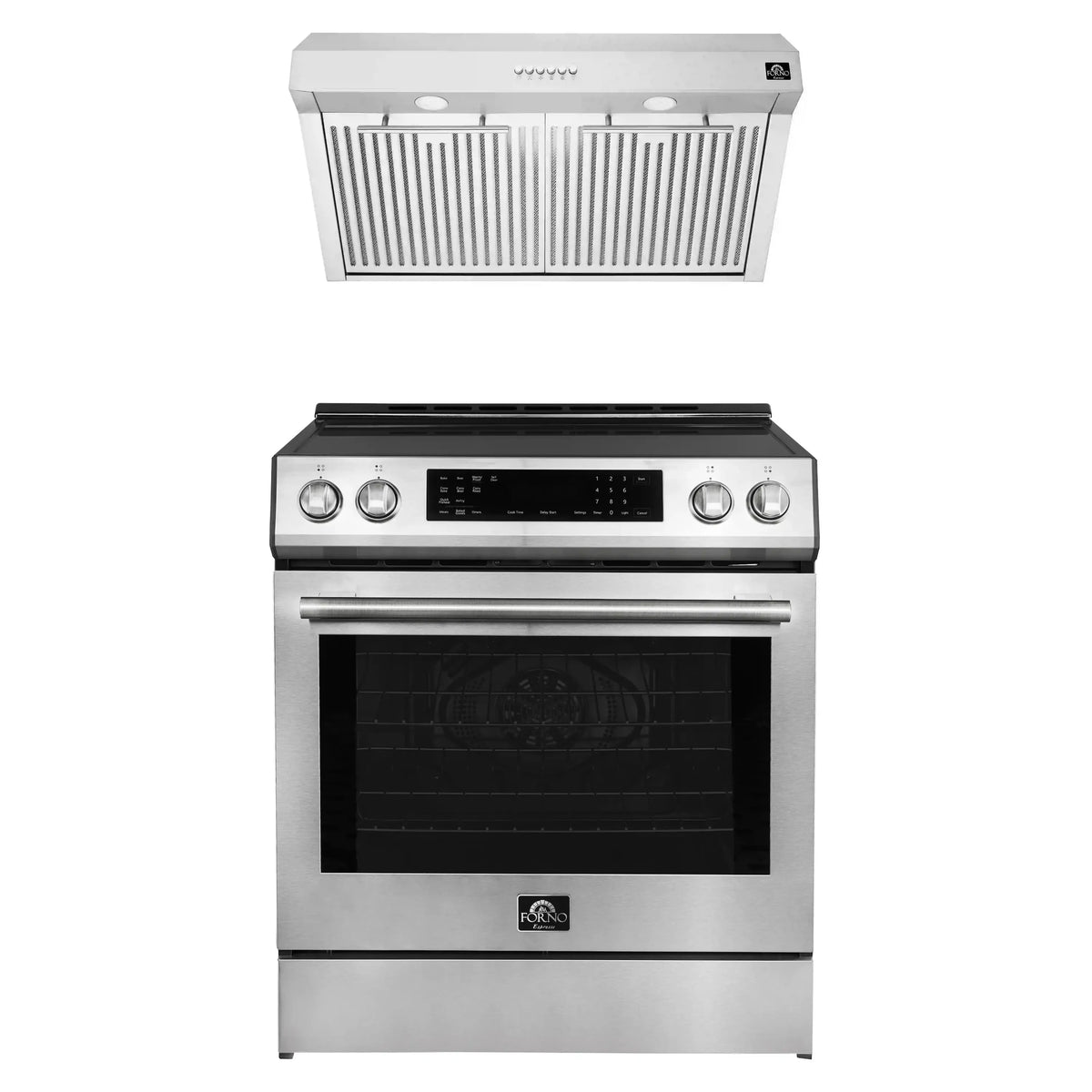 Forno Espresso 2-Piece Appliance Package - 30-Inch Induction Range and Under Cabinet Range Hood in Stainless Steel