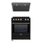 Forno 2-Piece Appliance Package - 30-Inch IInduction Range, and Under Cabinet Range Hood in Black with Antique Brass Trim