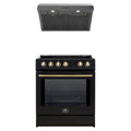 Forno 2-Piece Appliance Package - 30-Inch IInduction Range, and Under Cabinet Range Hood in Black with Antique Brass Trim