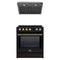 Forno 2-Piece Appliance Package - 30-Inch IInduction Range, and Under Cabinet Range Hood in Black with Antique Brass Trim