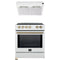 Forno 2-Piece Appliance Package - 30-Inch Induction Range, and Under Cabinet Range Hood in White with Antique Brass Trim