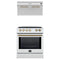 Forno 2-Piece Appliance Package - 30-Inch Induction Range, and Under Cabinet Range Hood in White with Antique Brass Trim