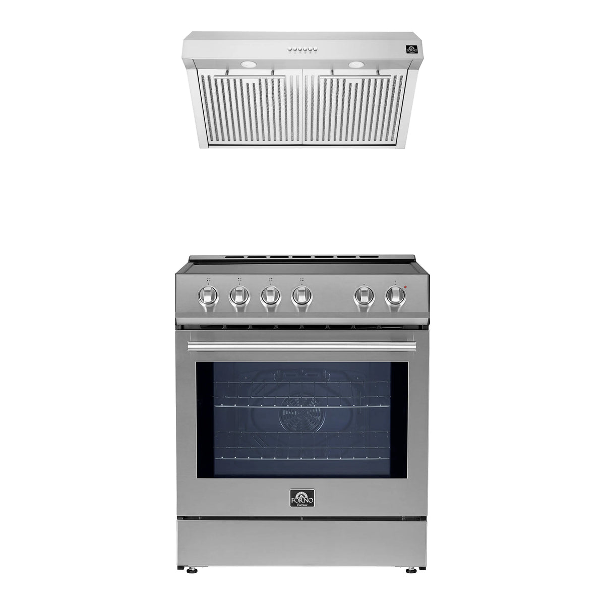 Forno 2-Piece Appliance Package - 30-Inch Induction Range, and Under Cabinet Range Hood in Stainless Steel