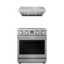 Stainless steel Thor Kitchen appliance package with 30-inch electric range, range hood
