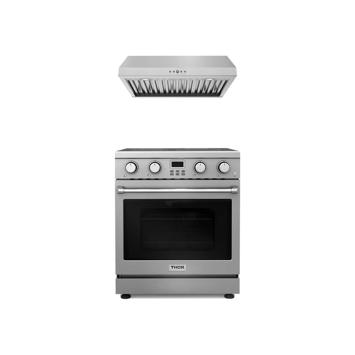 Thor Kitchen 2-Piece Appliance Package - 30-Inch Electric Range & Under Cabinet Hood in Stainless Steel