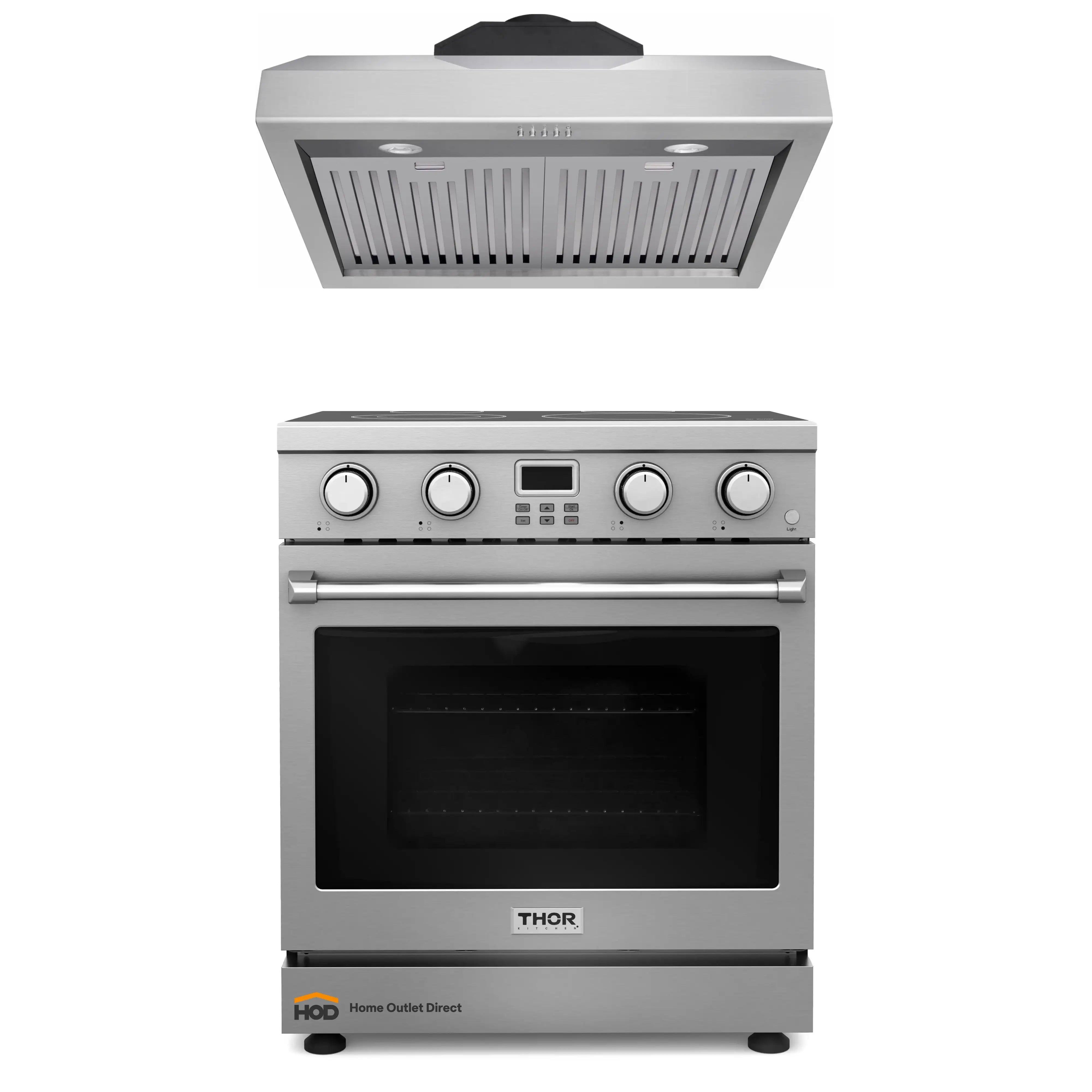 Thor Kitchen A-Series 2-Piece Appliance Package - 30-Inch Electric Range and Under Cabinet Range Hood in Stainless Steel