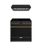 Thor Kitchen 2-Piece Appliance Package - 36-Inch Electric Range & Under Cabinet Hood in Black with Bronze Trim