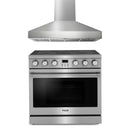Thor Kitchen A-Series 2-Piece Appliance Package - 36-Inch Electric Range and Pro-Style Wall Mount Range Hood in Stainless Steel