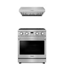 Stainless steel Thor Kitchen appliance package with 30-inch range, range hood