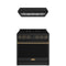 Thor Kitchen 2-Piece Appliance Package - 36-Inch Natural Gas Range & Under Cabinet Hood in Black with Bronze Trim