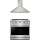 Thor Kitchen A-Series 2-Piece Appliance Package - 36-Inch Propane Gas Range  and Wall Mount Range Hood in Stainless Steel