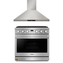 Thor Kitchen A-Series 2-Piece Appliance Package - 36-Inch Gas Range and Wall Mount Range Hood in Stainless Steel