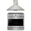 Thor Kitchen A-Series 2-Piece Appliance Package - 36-Inch Propane Gas Range  and Wall Mount Range Hood in Stainless Steel