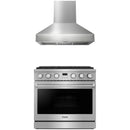 Thor Kitchen A-Series 2-Piece Appliance Package - 36-Inch Propane Gas Range  and Pro-Style Wall Mount Range Hood in Stainless Steel
