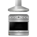 Thor Kitchen A-Series 2-Piece Appliance Package - 36-Inch Propane Gas Range  and Pro-Style Wall Mount Range Hood in Stainless Steel