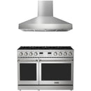 Thor Kitchen A-Series 2-Piece Appliance Package - 48-Inch Propane Gas Range  and Pro-Style Wall Mount Range Hood in Stainless Steel