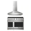 Thor Kitchen A-Series 2-Piece Appliance Package - 48-Inch Gas Range and Pro-Style Wall Mount Range Hood in Stainless Steel