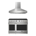 Thor Kitchen 2-Piece Appliance Package - 48-Inch Propane Gas Range & Wall Mount Hood in Stainless Steel