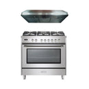 Verona 2-Piece Appliance Package - 36-Inch Dual Fuel Range with 5 Sealed Burners and Under Cabinet Range Hood in Stainless Steel