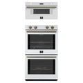 Forno 2-Piece Appliance Package - 30-Inch Vomero Double Wall Oven & 30-Inch Microwave Drawer in White with Antique Brass Trim