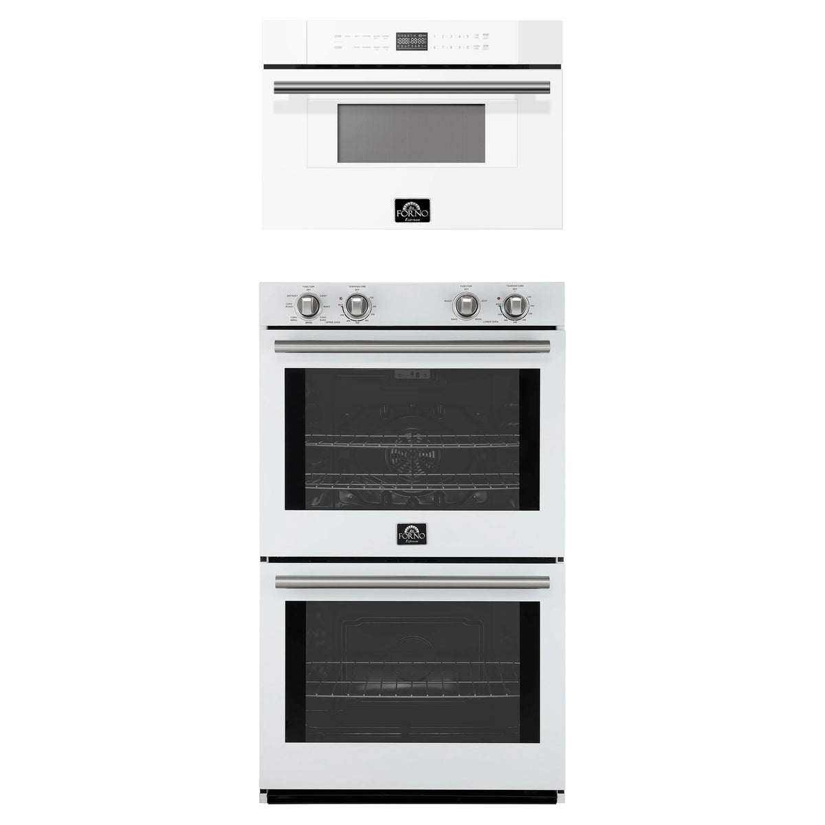 Forno 2-Piece Appliance Package - 30-Inch Vomero Double Wall Oven & 30-Inch Microwave Drawer in White with Stainless Steel Trim