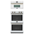 Forno 2-Piece Appliance Package - 30-Inch Vomero Double Wall Oven & 30-Inch Microwave Oven in White with Antique Brass Trim