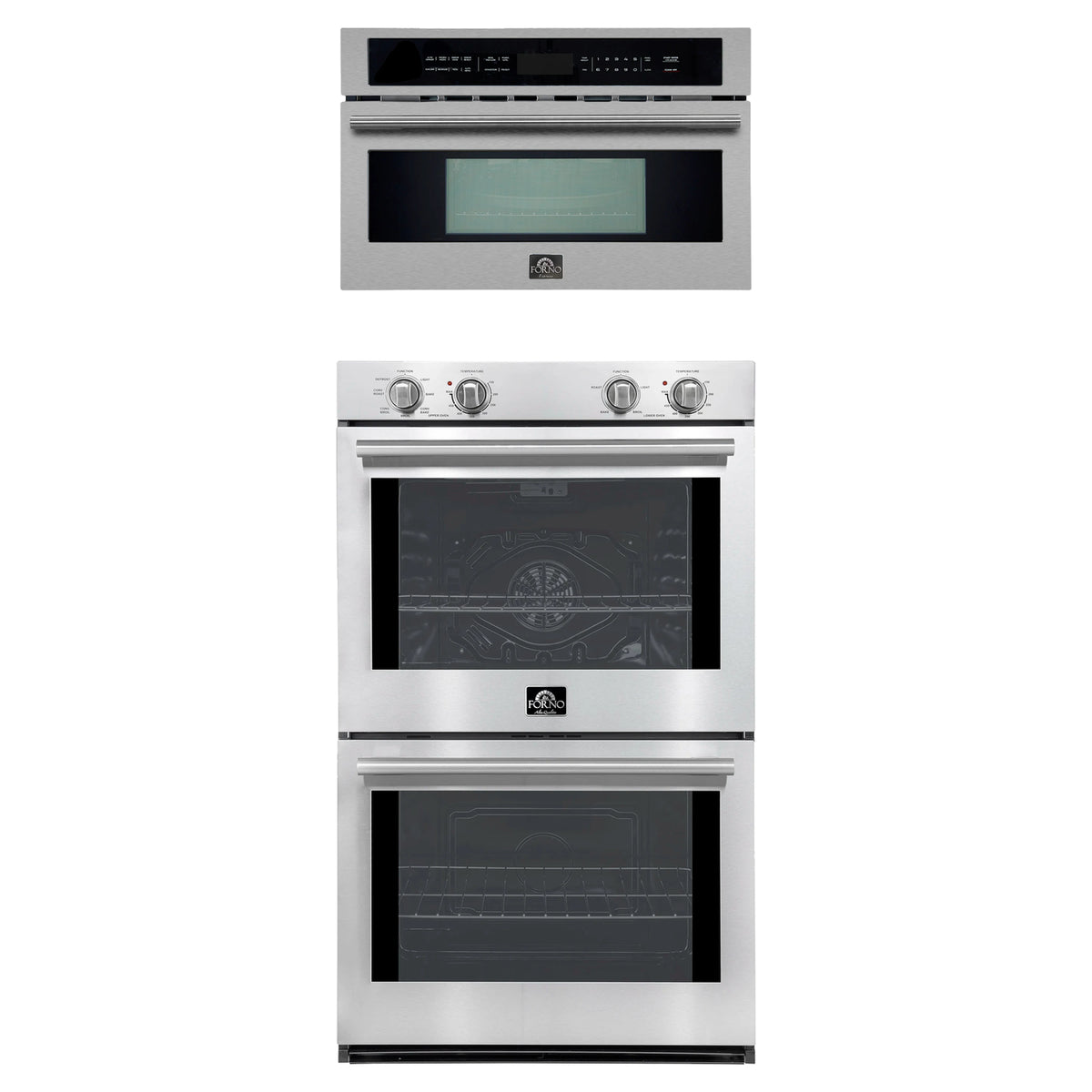 Forno 2-Piece Appliance Package - 30-Inch Vomero Double Wall Oven & 30-Inch Microwave Oven in Stainless Steel