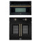 Forno 2-Piece Appliance Package - 30-Inch Asti French Door Electric Wall Oven & 30-Inch Microwave Oven in Black with Antique Brass Trim