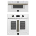 Forno 2-Piece Appliance Package - 30-Inch Asti French Door Electric Wall Oven & 30-Inch Microwave Drawer in White with Antique Brass Trim