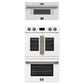 Forno 2-Piece Appliance Package - 30-Inch Asti French Door Double Electric Wall Oven & 30-Inch Microwave Drawer in White with Antique Brass Trim
