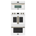 Forno 2-Piece Appliance Package - 30-Inch Asti French Door Double Electric Wall Oven & 30-Inch Microwave Oven in White with Antique Brass Trim