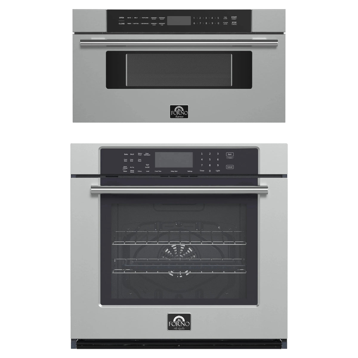 Forno 2-Piece Appliance Package - 30-Inch Villarosa Convention Electric Wall Oven & 30-Inch Microwave Drawer in Stainless Steel